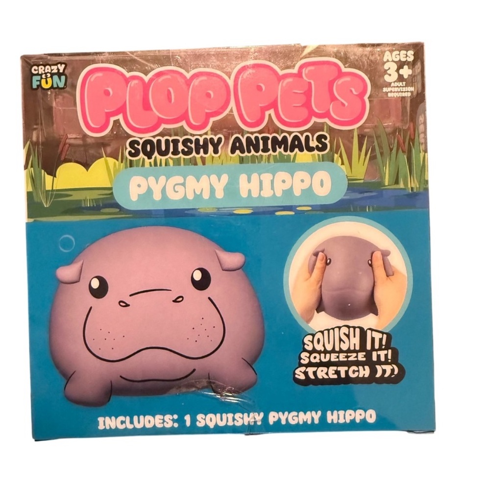 Viral Tiktok Plop Pets Squishy Pygmy Hippo - Purple